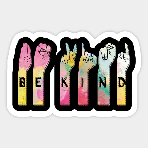 Be Kind ASL Alphabet American Sign Language Sticker by Giggias